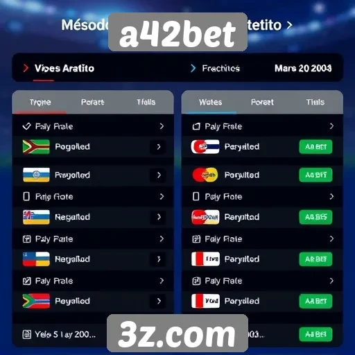 Métodos de pagamento aceitos na a42bet